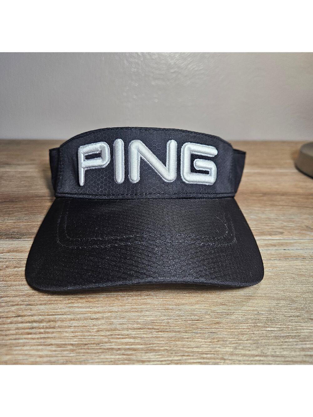 PING Golf Visor Hat Black Textured Micro-Hex Performance Adjustable Strapback